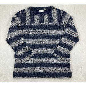 VTG Laura Kent Womens Sweatershirt Blouse Wool Blend Stripes Blue White SZ Large